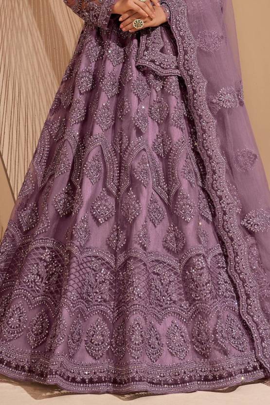 Embroidered Net Semi Stitched Flared/A-line Gown