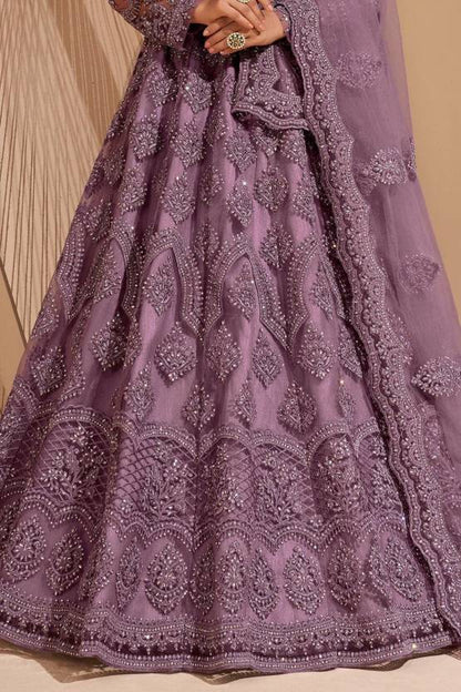 Embroidered Net Semi Stitched Flared/A-line Gown