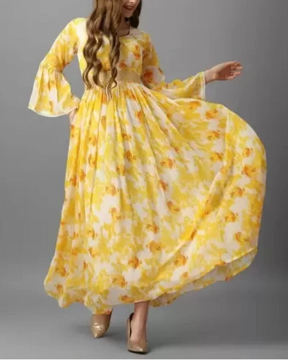 Printed Georgette Stitched Anarkali Gown-KYAMSTORE