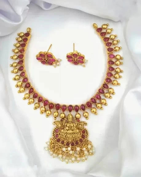 Brass, Alloy Gold-plated Red Jewel Set-KYAMSTORE