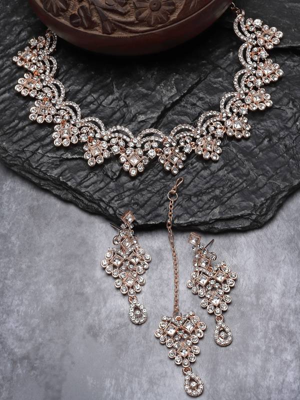 Alloy Copper Rose Gold Jewel Set  (Pack of 4)-KYAMSTORE