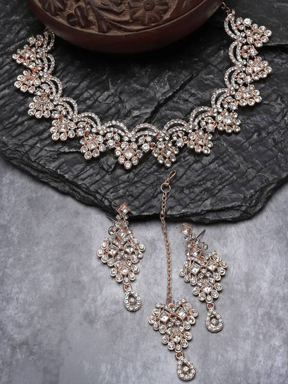 Alloy Copper Rose Gold Jewel Set  (Pack of 4)-KYAMSTORE