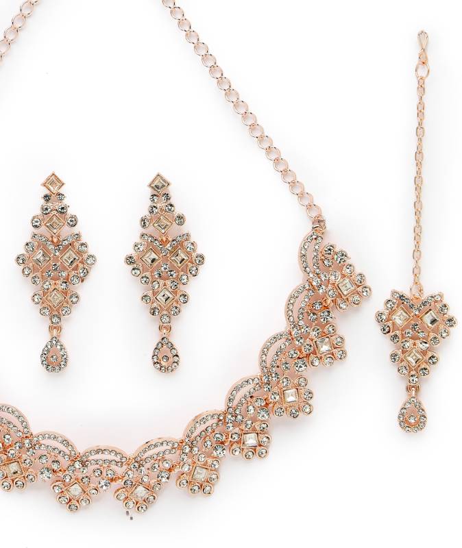 Alloy Copper Rose Gold Jewel Set  (Pack of 4)-KYAMSTORE