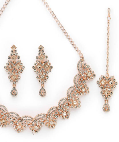 Alloy Copper Rose Gold Jewel Set  (Pack of 4)-KYAMSTORE