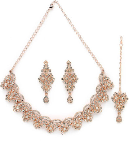 Alloy Copper Rose Gold Jewel Set  (Pack of 4)-KYAMSTORE