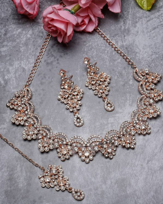 Alloy Copper Rose Gold Jewel Set  (Pack of 4)-KYAMSTORE