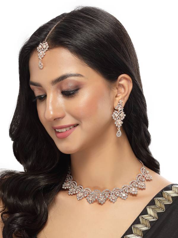 Alloy Copper Rose Gold Jewel Set  (Pack of 4)-KYAMSTORE