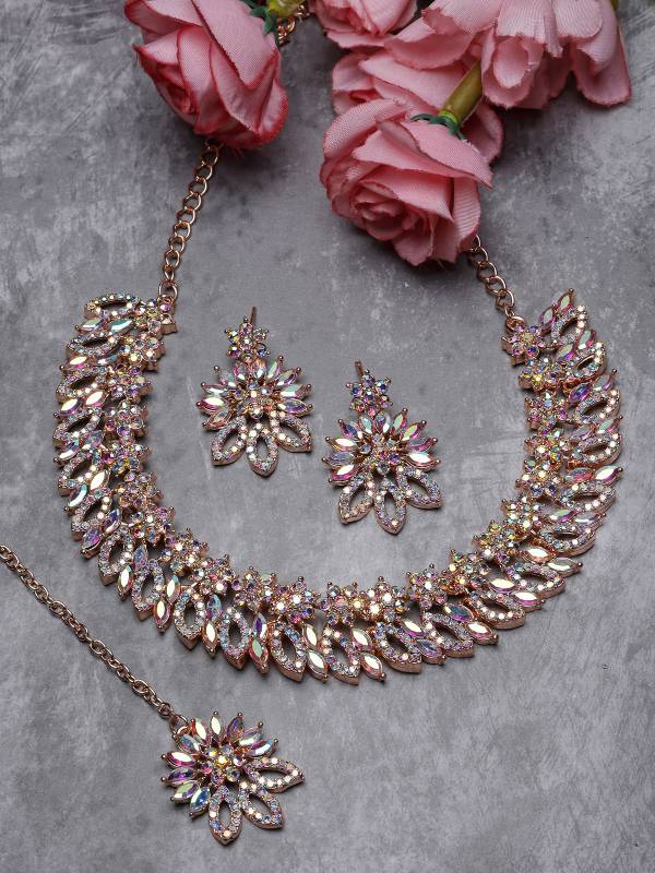Alloy Copper Rose Gold Jewel Set  (Pack of 4)-KYAMSTORE