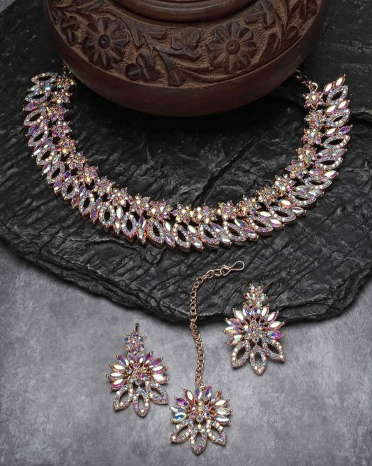 Alloy Copper Rose Gold Jewel Set  (Pack of 4)-KYAMSTORE