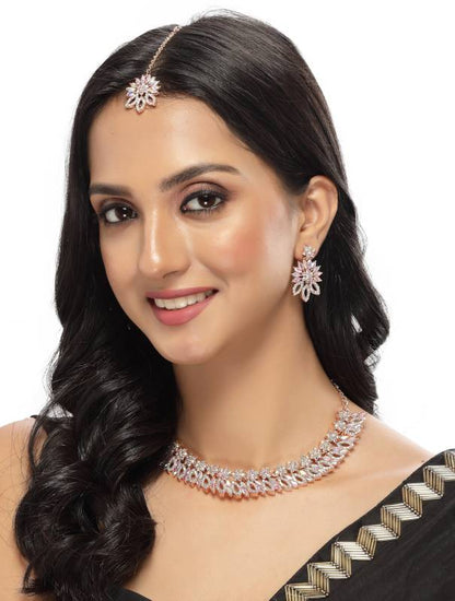 Alloy Copper Rose Gold Jewel Set  (Pack of 4)-KYAMSTORE