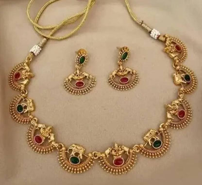 Alloy Gold-plated Maroon, Green Jewel Set-KYAMSTORE