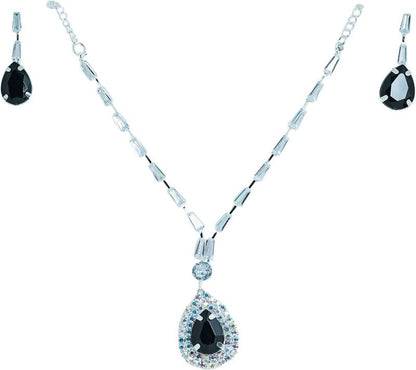 Alloy Silver Silver, Black Jewel Set  (Pack of 3)-KYAMSTORE