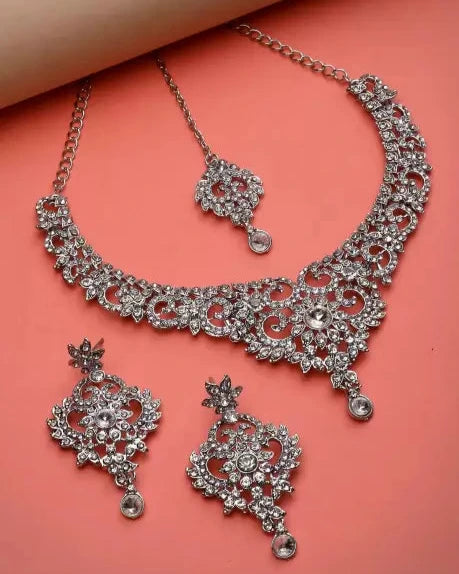 Alloy Rhodium Silver Jewel Set-KYAMSTORE