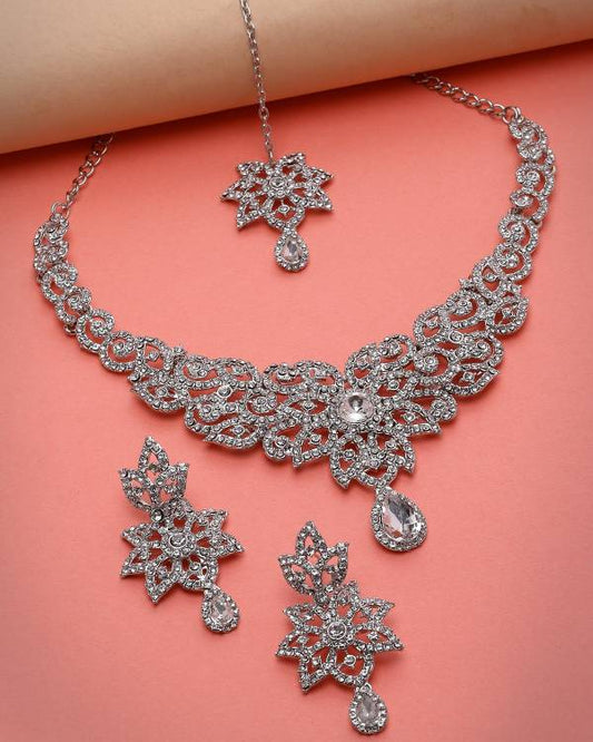 Alloy Rhodium Silver Jewel Set  (Pack of 4)-KYAMSTORE
