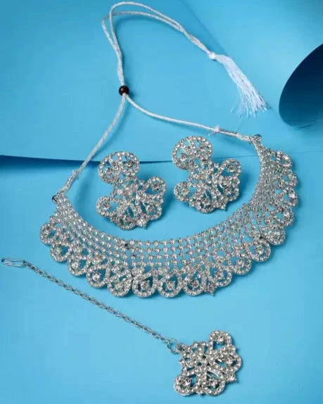 Alloy Rhodium Silver Jewel Set-KYAMSTORE