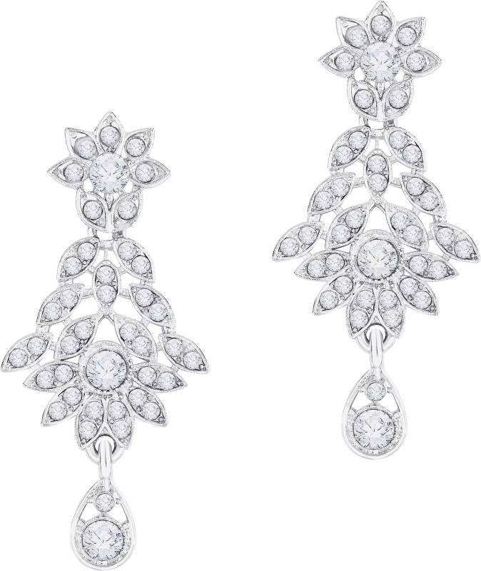 Alloy Rhodium Silver, White Jewel Set  (Pack of 1)-KYAMSTORE