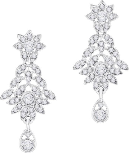 Alloy Rhodium Silver, White Jewel Set  (Pack of 1)-KYAMSTORE