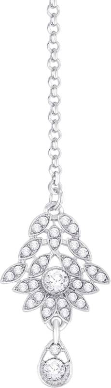 Alloy Rhodium Silver, White Jewel Set  (Pack of 1)-KYAMSTORE