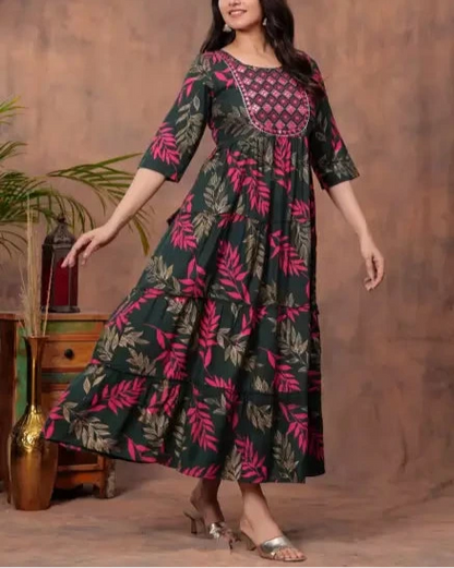 Embroidered Viscose Rayon Stitched Anarkali Gown (Color Variants)-KYAMSTORE