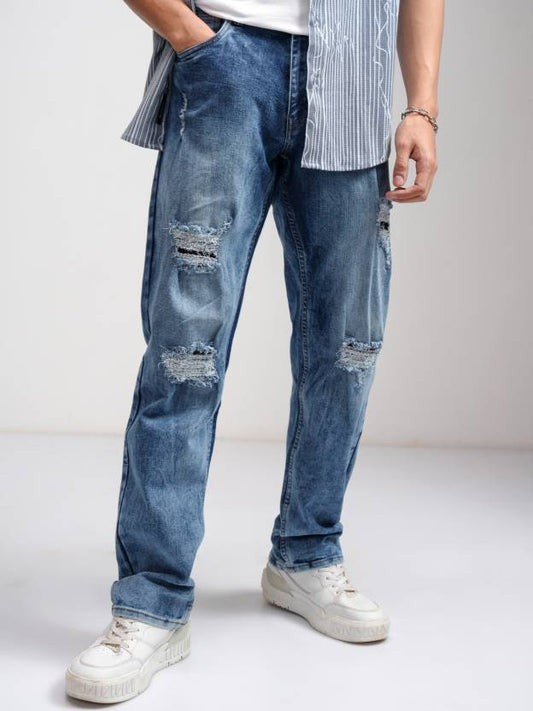 Men Regular Mid Rise Blue Jeans-KYAMSTORE
