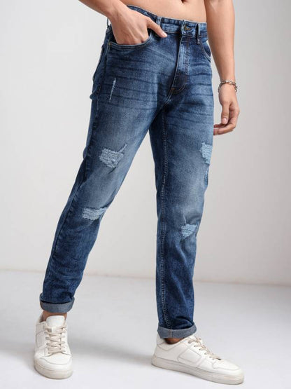 Men Regular Low Rise Light Blue Jeans-KYAMSTORE