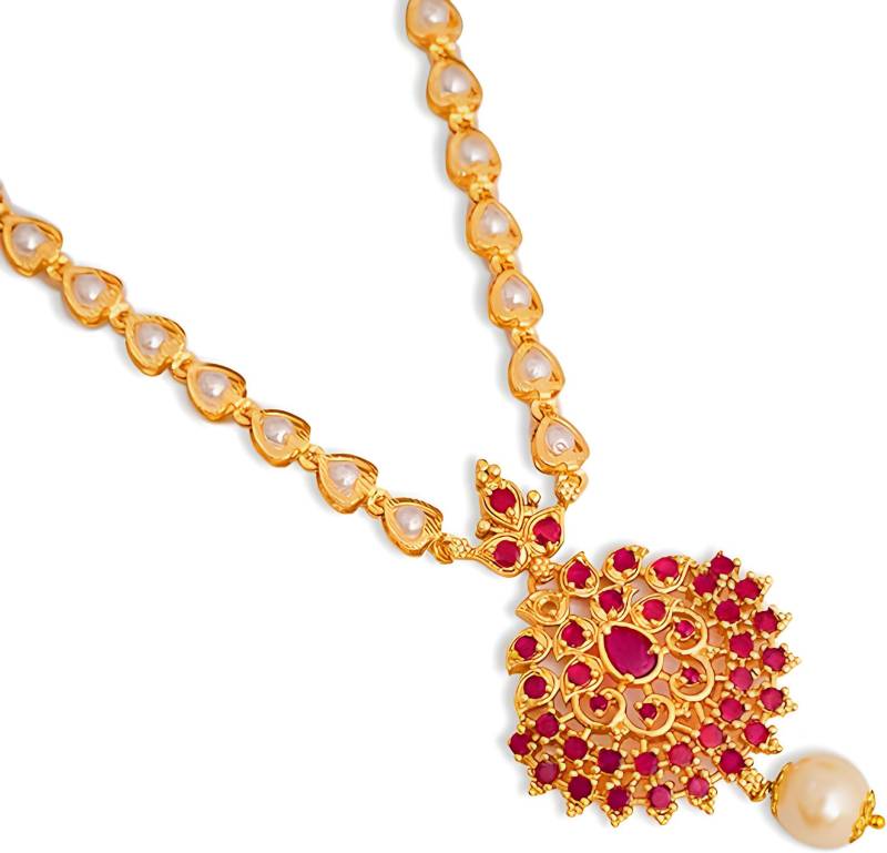 Brass Gold-plated Red Jewel Set  (Pack of 1)-KYAMSTORE