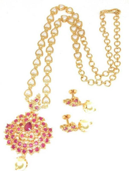 Brass Gold-plated Red Jewel Set  (Pack of 1)-KYAMSTORE