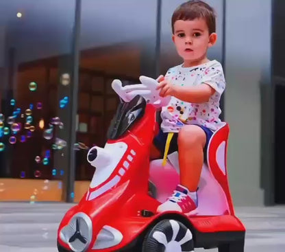 Electric Four-Wheel Kids Car | Bubble Function | 360 Degree Rotation | Cool LED Lights