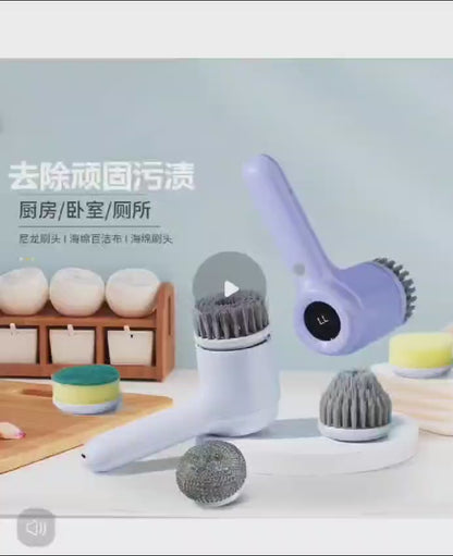 Multifunctional Electric Brush for Cleaning with LED Indicator and 5 Brush Heads