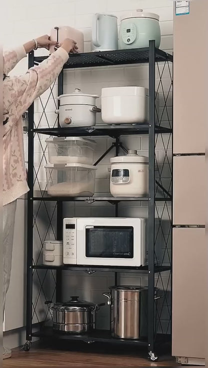 5 Shelf Foldable Storage Rack with Wheels