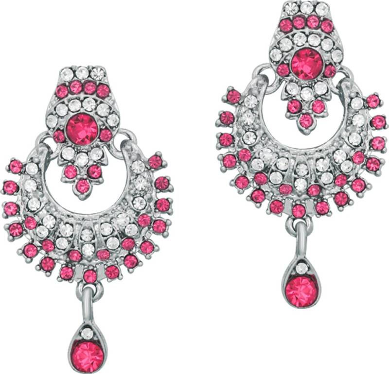 Alloy Rhodium Silver, Pink Jewel Set  (Pack of 1)-KYAMSTORE