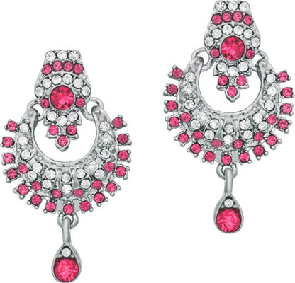Alloy Rhodium Silver, Pink Jewel Set  (Pack of 1)-KYAMSTORE