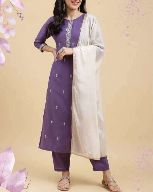 Women Silk Blend Kurta Pant Dupatta Set-KYAMSTORE
