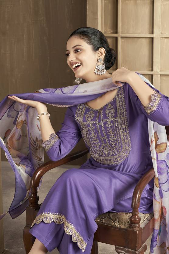 Women Silk Blend Kurta Pant Dupatta Set | Delivery: 10 to 12 business days | Limited stocks available