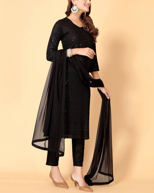 Women Cotton Rayon Kurta Pant Dupatta Set-KYAMSTORE