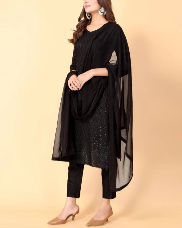 Women Cotton Rayon Kurta Pant Dupatta Set-KYAMSTORE