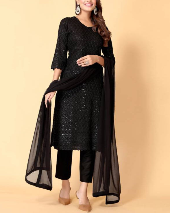 Women Cotton Rayon Kurta Pant Dupatta Set-KYAMSTORE