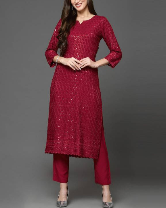 Women Cotton Rayon Kurta Pant Dupatta Set-KYAMSTORE