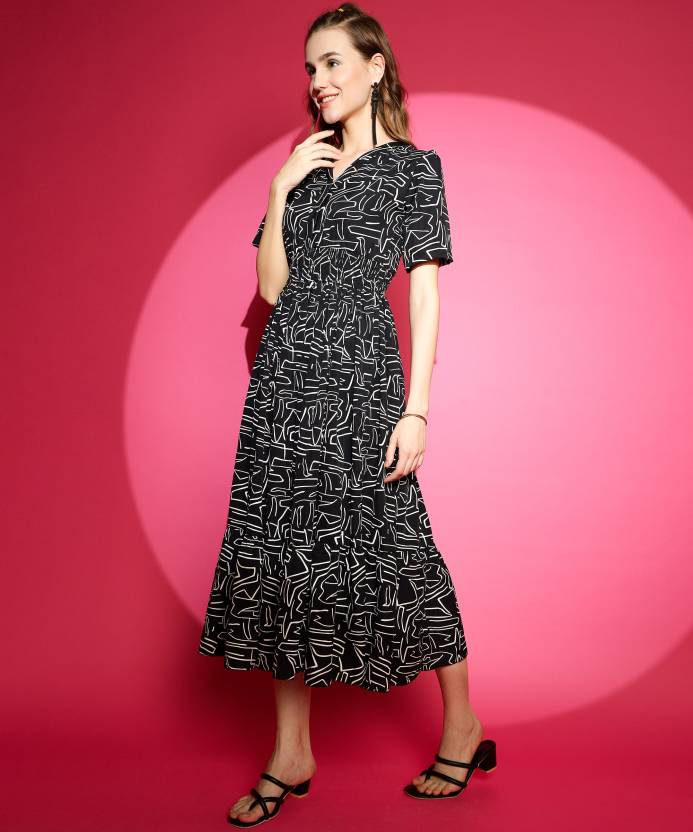 Women Fit and Flare Dress-KYAMSTORE