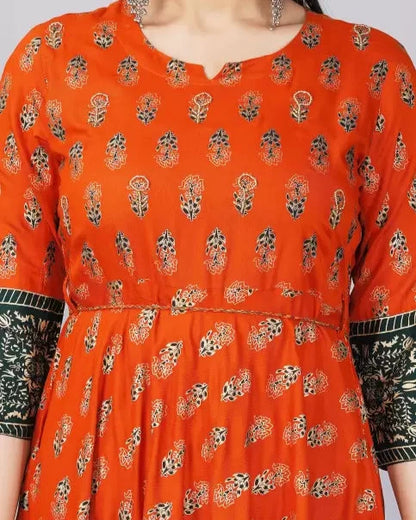 Printed Cotton Rayon Stitched Gown (Color Variants)-KYAMSTORE