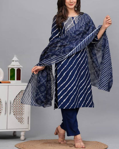Women Viscose Rayon Kurta Pant Dupatta Set-KYAMSTORE