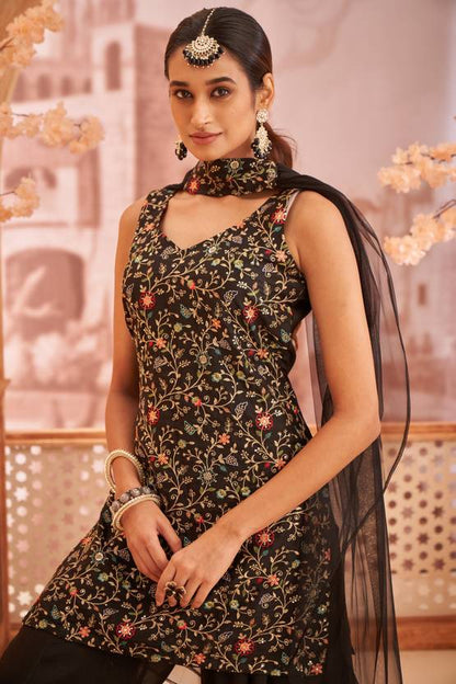 Women Georgette Kurti Sharara Dupatta Set | Delivery: 10 to 12 business days | Limited stocks available