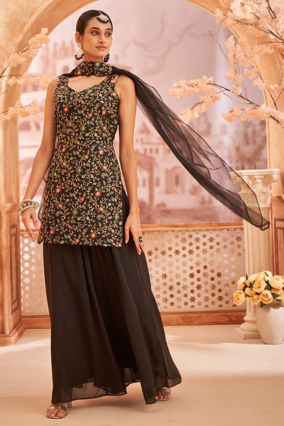 Women Georgette Kurti Sharara Dupatta Set | Delivery: 10 to 12 business days | Limited stocks available