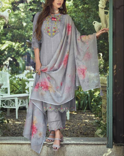 Women Pure Cotton Kurta Pant Dupatta Set-KYAMSTORE