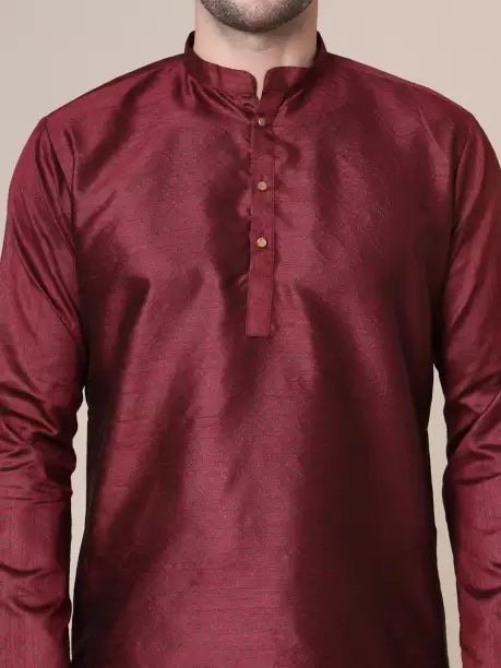 Men Solid Cotton Silk Straight Kurta (Color Variants)-KYAMSTORE