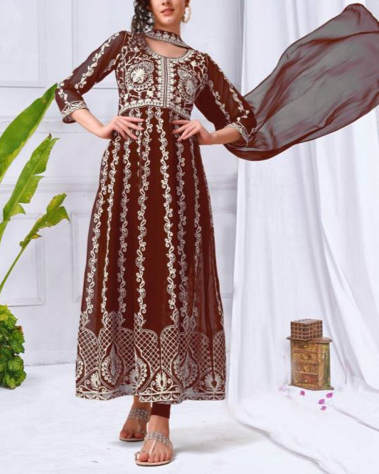 Women Georgette Kurta Dupatta Set-KYAMSTORE