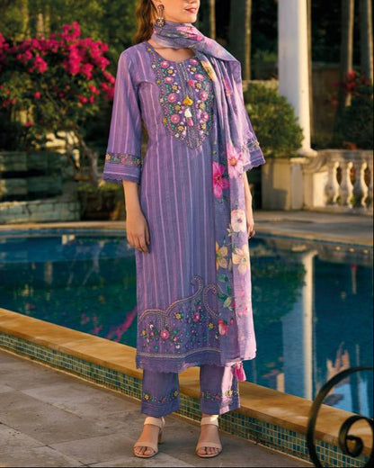 Women Pure Cotton Kurta Pant Dupatta Set-KYAMSTORE