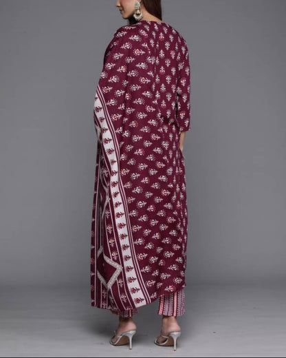 Women Cotton Blend Kurta Pant Dupatta Set-KYAMSTORE