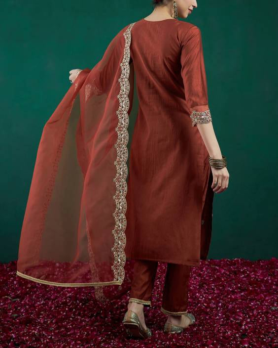 Women Viscose Rayon Kurta Pant Dupatta Set-KYAMSTORE