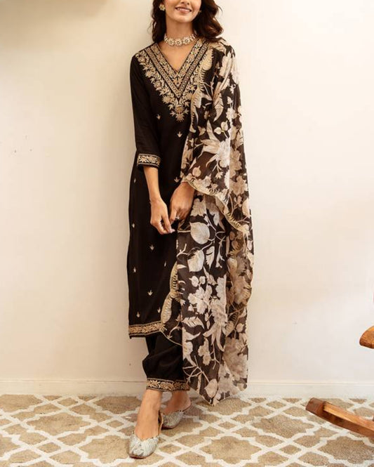 Women Viscose Rayon Kurta Salwar Dupatta Set-KYAMSTORE